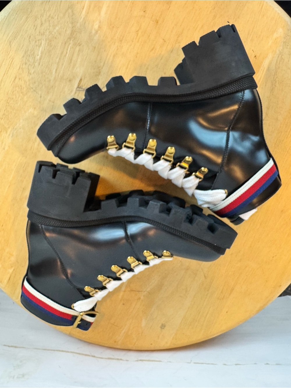 Gucci | Black Leather Lace-Up Combat Boot, EU 36.5 - Picture 7 of 12